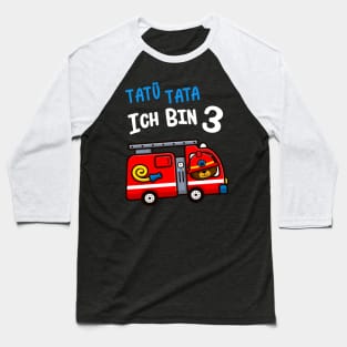 Kinder 3. Geburtstag Feuerwehrauto Jungen 3 Jahre Baseball T-Shirt